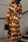 Printed Tied Pocketed Lantern Sleeve Dress - Trendsi - Flyclothing LLC