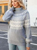 Turtleneck Lantern Sleeve Sweater - Trendsi - Flyclothing LLC