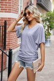 Flutter Sleeve Eyelet Gathered Detail Top - Trendsi - Flyclothing LLC