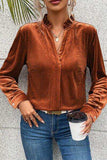 Notched Frill Detail Long Sleeve Blouse - Trendsi - Flyclothing LLC