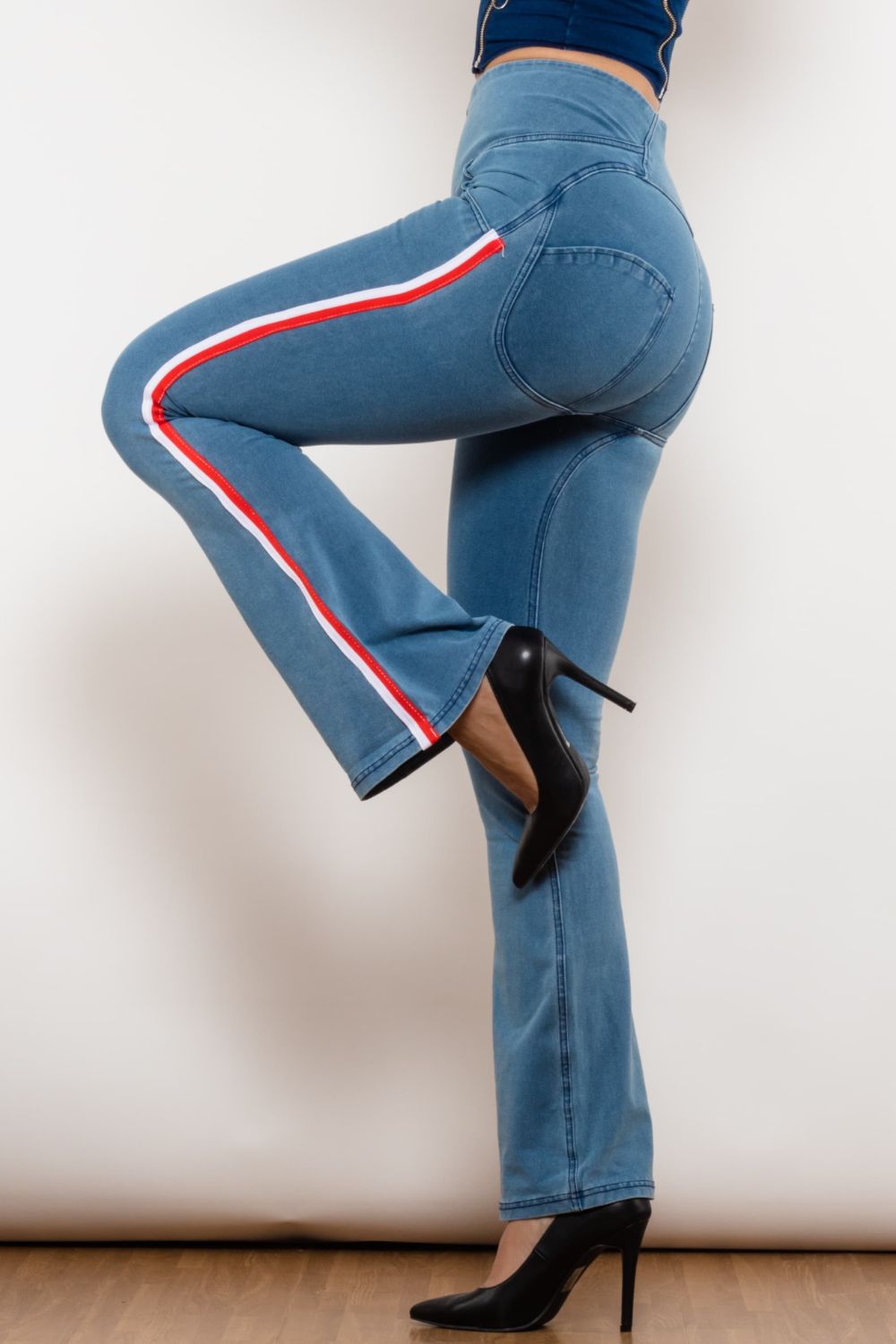 Zip – Stripe Jeans Flyclothing Side Bootcut Closure LLC
