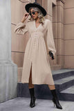 V-Neck Buttoned Slit Dress - Flyclothing LLC