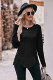 Buttoned Hem Detail Ribbed Top - Trendsi - Flyclothing LLC