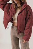 Zip Up Collared Neck Long Sleeve Winter Coat - Trendsi - Flyclothing LLC