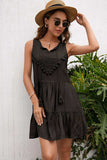Tassel Tie Lace Trim Sleeveless Dress - Trendsi - Flyclothing LLC