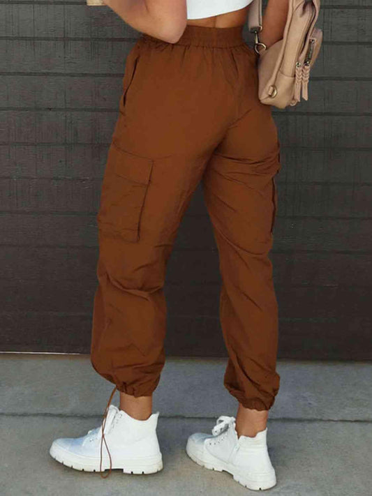 High Waist Drawstring Pants with Pockets - Trendsi