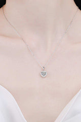 1 Carat Moissanite Heart Pendant Chain Necklace - Trendsi - Flyclothing LLC