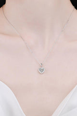 1 Carat Moissanite Heart Pendant Chain Necklace - Trendsi