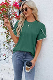 Round Neck Petal Sleeve T-Shirt - Trendsi - Flyclothing LLC