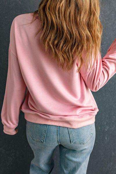 LOVER Round Neck Dropped Shoulder Sweatshirt - Trendsi - Flyclothing LLC