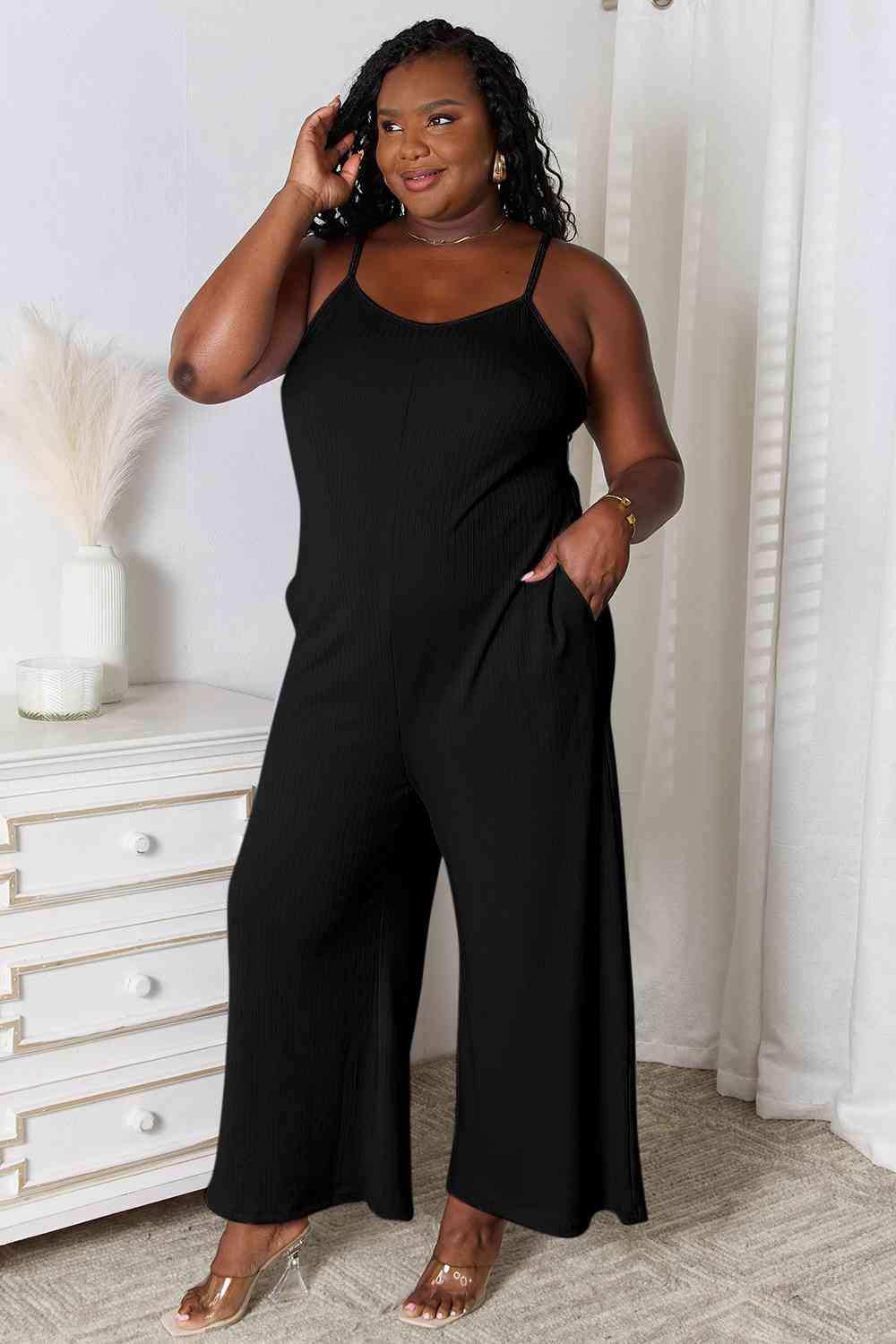 Basic Bae Full Size Spaghetti Strap V-Neck Jumpsuit - Trendsi - Flyclothing LLC
