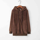 Quarter-Zip Drawstring Teddy Hoodie - Trendsi