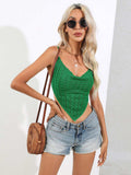 Crisscross Tie Back Point Hem Knit Top - Trendsi - Flyclothing LLC