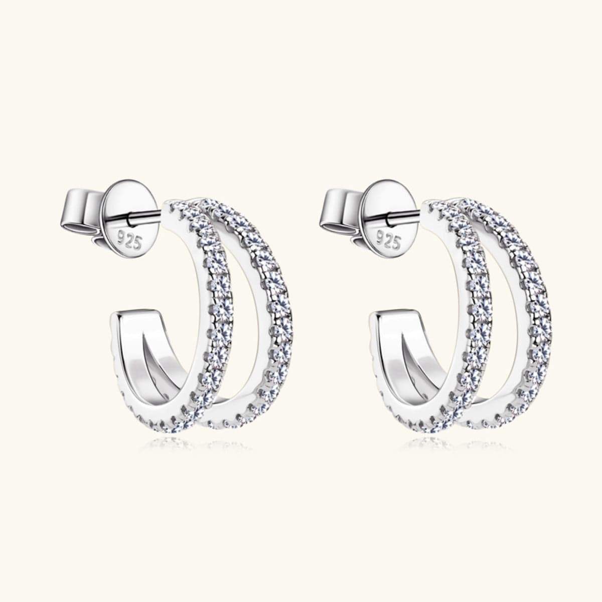 Moissanite 925 Sterling Silver C-Hoop Earrings - Trendsi - Flyclothing LLC