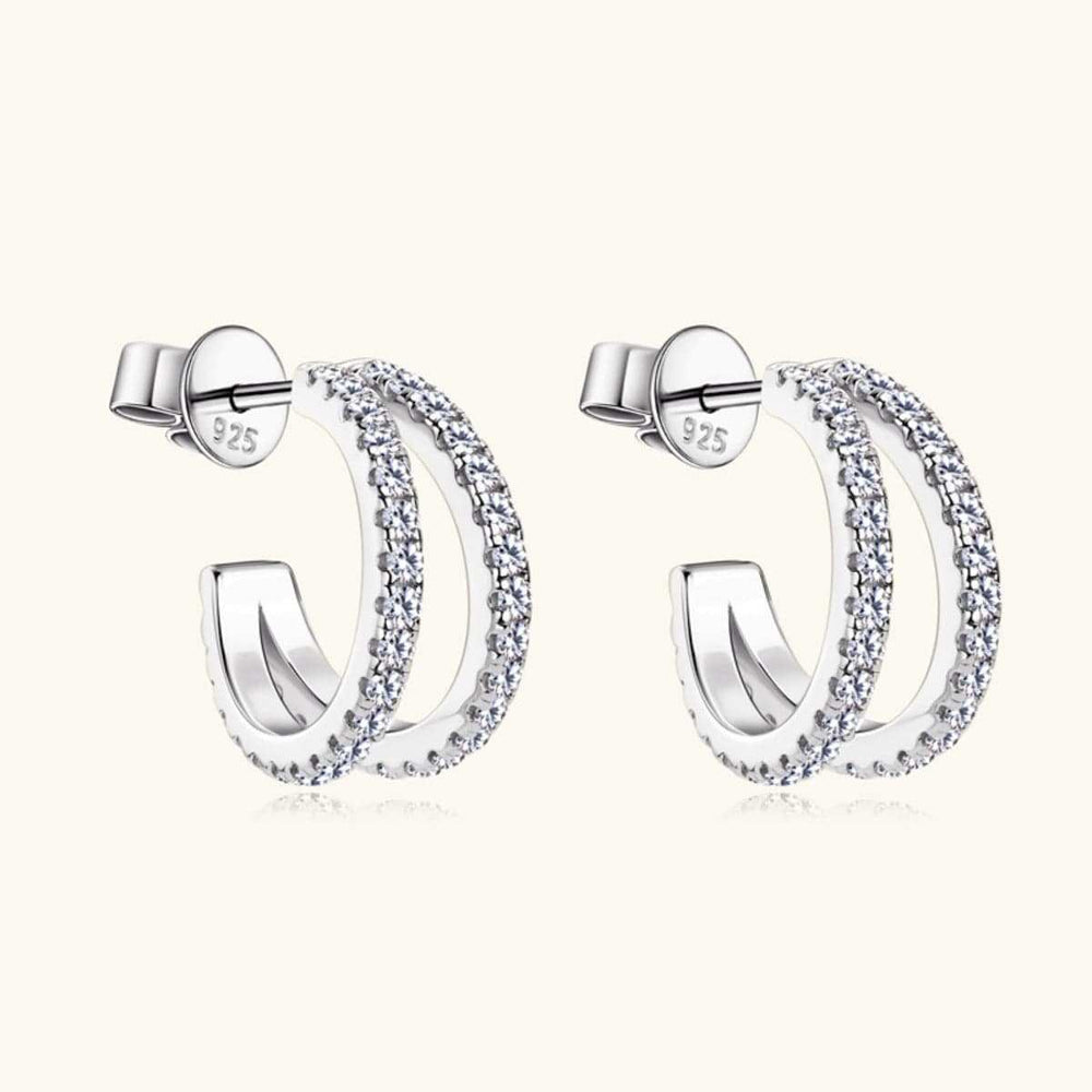 Moissanite 925 Sterling Silver C-Hoop Earrings - Trendsi - Flyclothing LLC