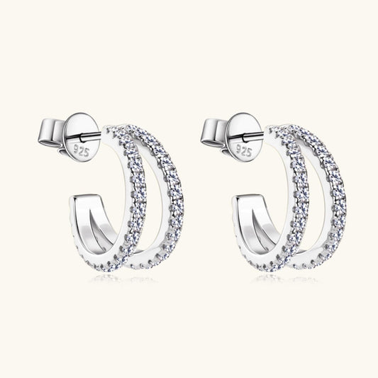 Moissanite 925 Sterling Silver C-Hoop Earrings - Trendsi