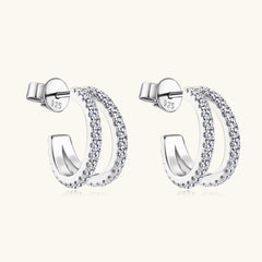 Moissanite 925 Sterling Silver C-Hoop Earrings - Trendsi