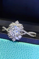 Floral 2 Carat Moissanite Crisscross Ring - Trendsi