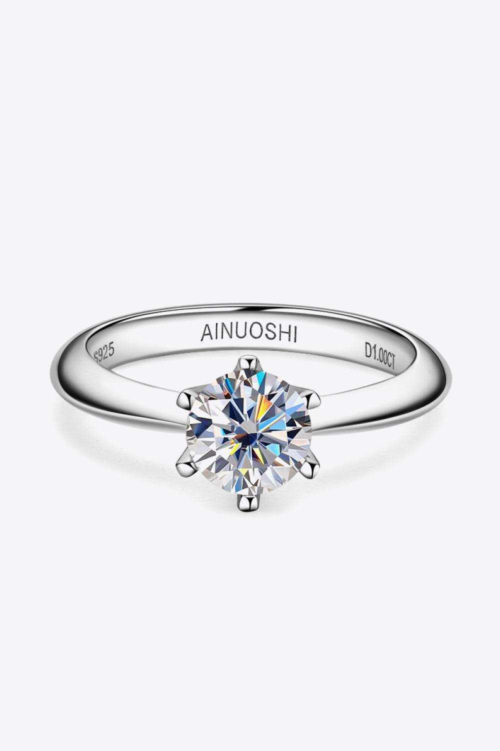 Wonderful Life 1 Carat Moissanite Platinum-Plated Ring - Trendsi - Flyclothing LLC