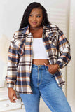 Double Take Plaid Button Front Shirt Jacket with Breast Pockets - Trendsi