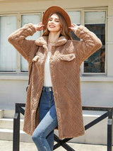 Texture Button Up Dropped Shoulder Coat - Trendsi - Flyclothing LLC