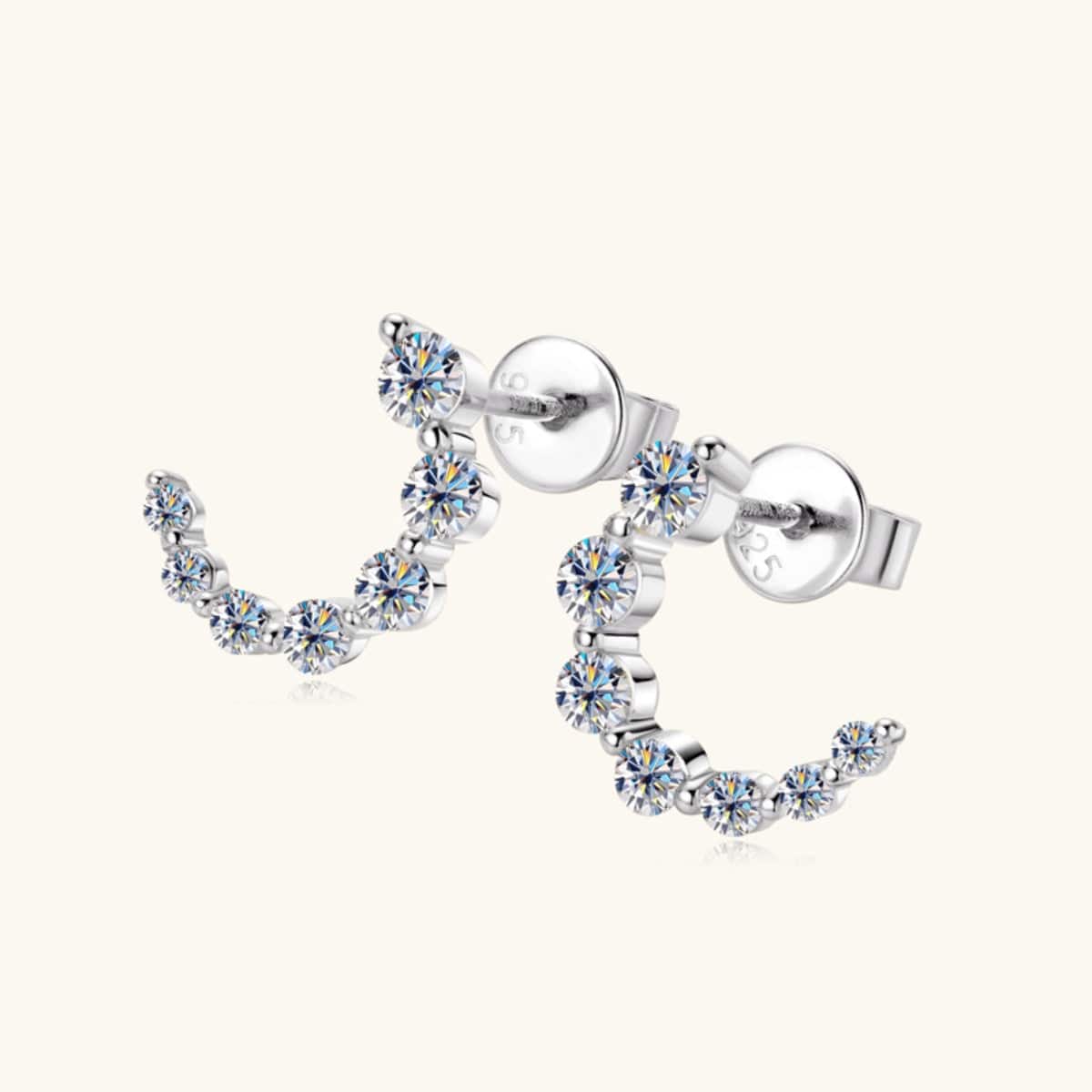 925 Sterling Silver Inlaid Moissanite Stud Earrings - Trendsi - Flyclothing LLC