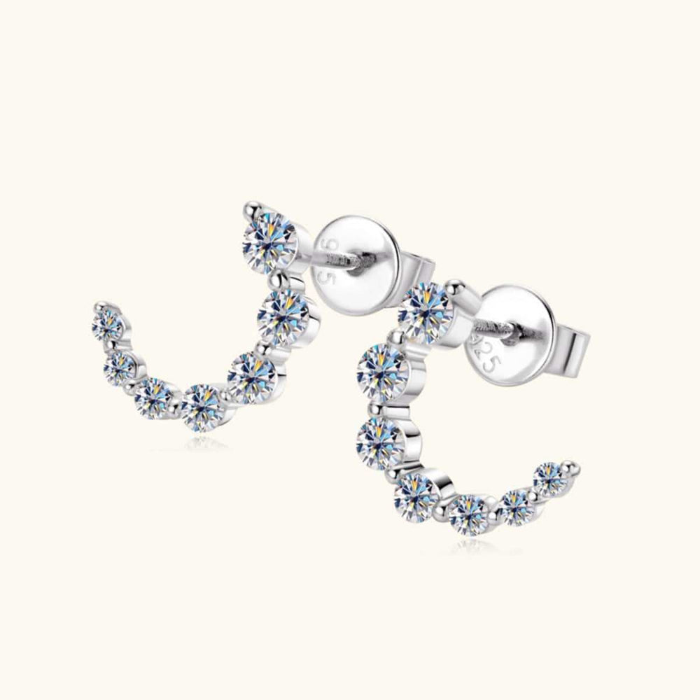 925 Sterling Silver Inlaid Moissanite Stud Earrings - Trendsi - Flyclothing LLC