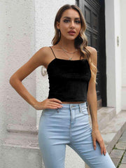 Straight Neck Cropped Cami - Flyclothing LLC