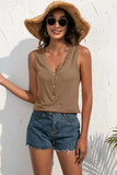 Buttoned Deep V Tank - Trendsi - Flyclothing LLC