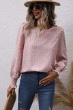 Printed Round Neck Lantern Sleeve Blouse - Trendsi - Flyclothing LLC