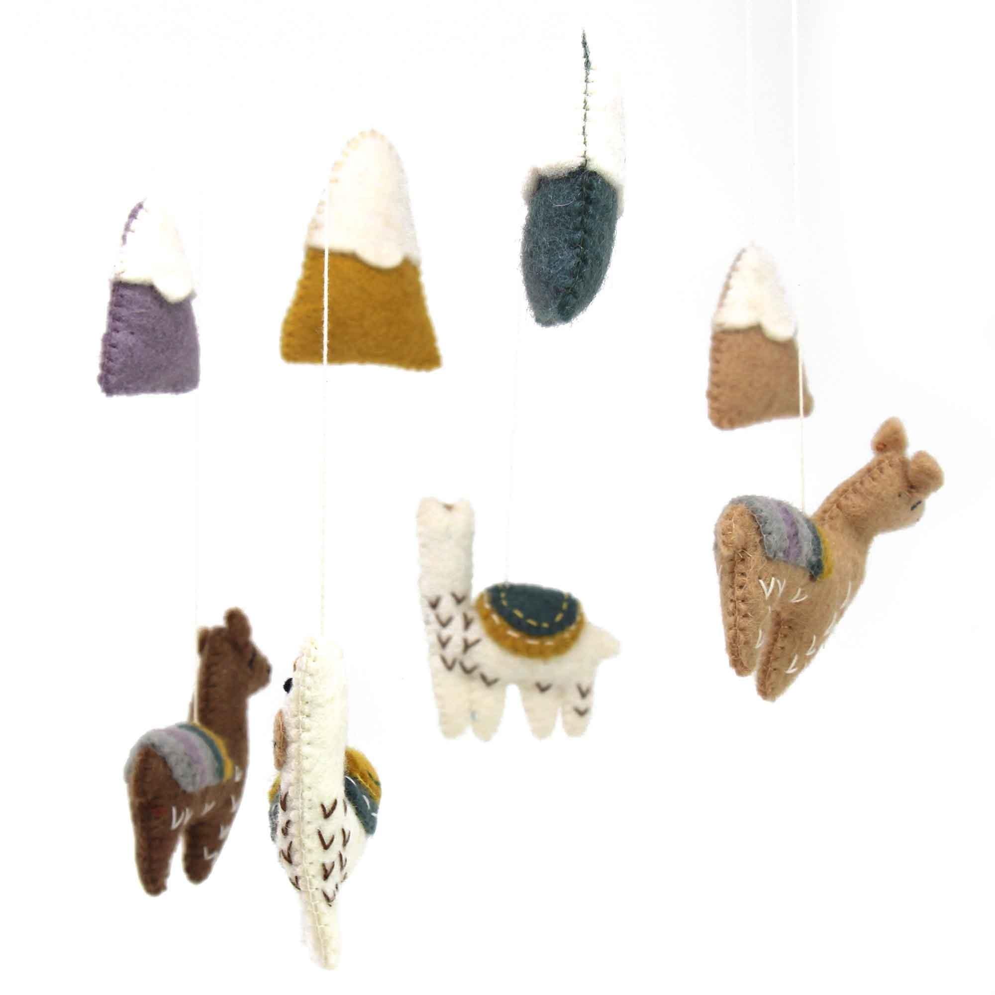 Hand Crafted Felt Little Llamas Mobile - Global Groove Direct