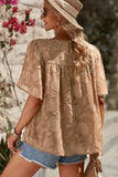 Round Neck Puff Sleeve Blouse - Trendsi - Flyclothing LLC