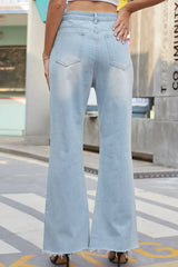 Distressed Buttoned Loose Fit Jeans - Trendsi - Flyclothing LLC