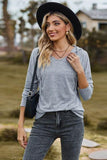 Drawstring Dropped Shoulder Hooded T-Shirt - Trendsi