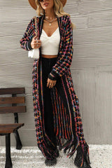 Multicolored Open Front Fringe Hem Cardigan - Trendsi - Flyclothing LLC