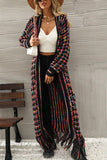 Multicolored Open Front Fringe Hem Cardigan - Trendsi