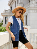 Button Down Denim Vest - Trendsi