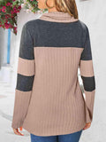 Contrast Drawstring Long Sleeve Top - Trendsi
