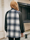 Plaid Button Down Raglan Sleeve Jacket - Trendsi