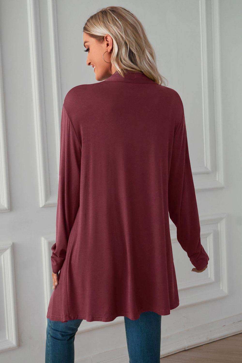 Open Front Long Sleeve Cardigan - Trendsi - Flyclothing LLC