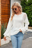 Openwork Round Neck Dropped Shoulder Knit Top - Trendsi - Flyclothing LLC