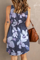 Buttoned Round Neck Sleeveless Mini Magic Dress - Trendsi - Flyclothing LLC