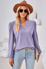 Notched Long Sleeve T-Shirt - Trendsi - Flyclothing LLC