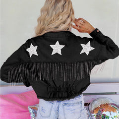 Distressed Raw Hem Dropped Shoulder Denim Jacket - Trendsi