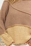 BiBi Texture Detail Contrast Drop Shoulder Sweater - Trendsi - Flyclothing LLC