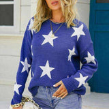 Star Pattern Round Neck Sweater - Trendsi - Flyclothing LLC