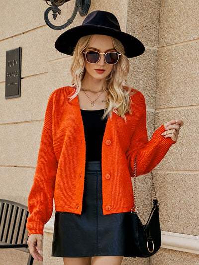 Dropped Shoulder Button Up Cardigan - Trendsi - Flyclothing LLC