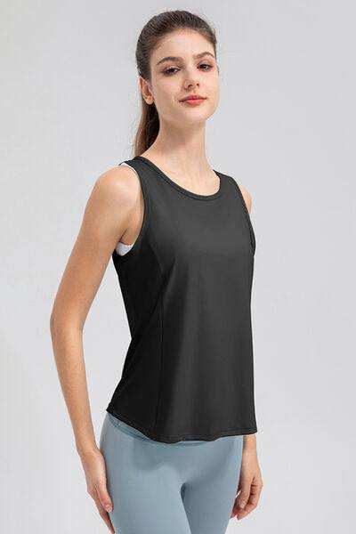 Wide Strap Round Neck Active Tank - Trendsi - Flyclothing LLC