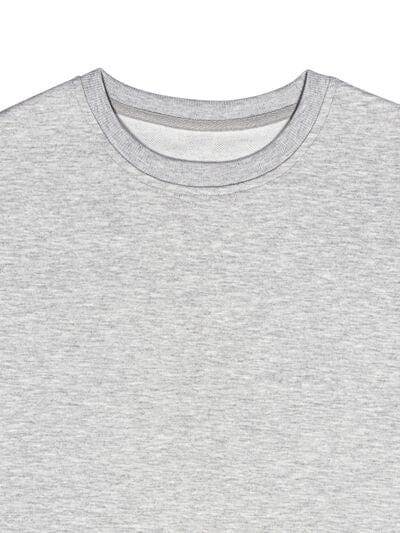 Round Neck Dropped Shoulder Sweatshirt - Trendsi