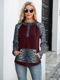 Leopard Raglan Sleeve Hoodie - Trendsi
